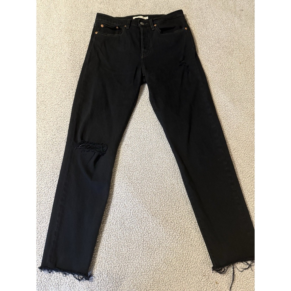 Levi's BIG E Vintage Style  Black Wedgie  Button Fly Distressed  Jeans Women 27